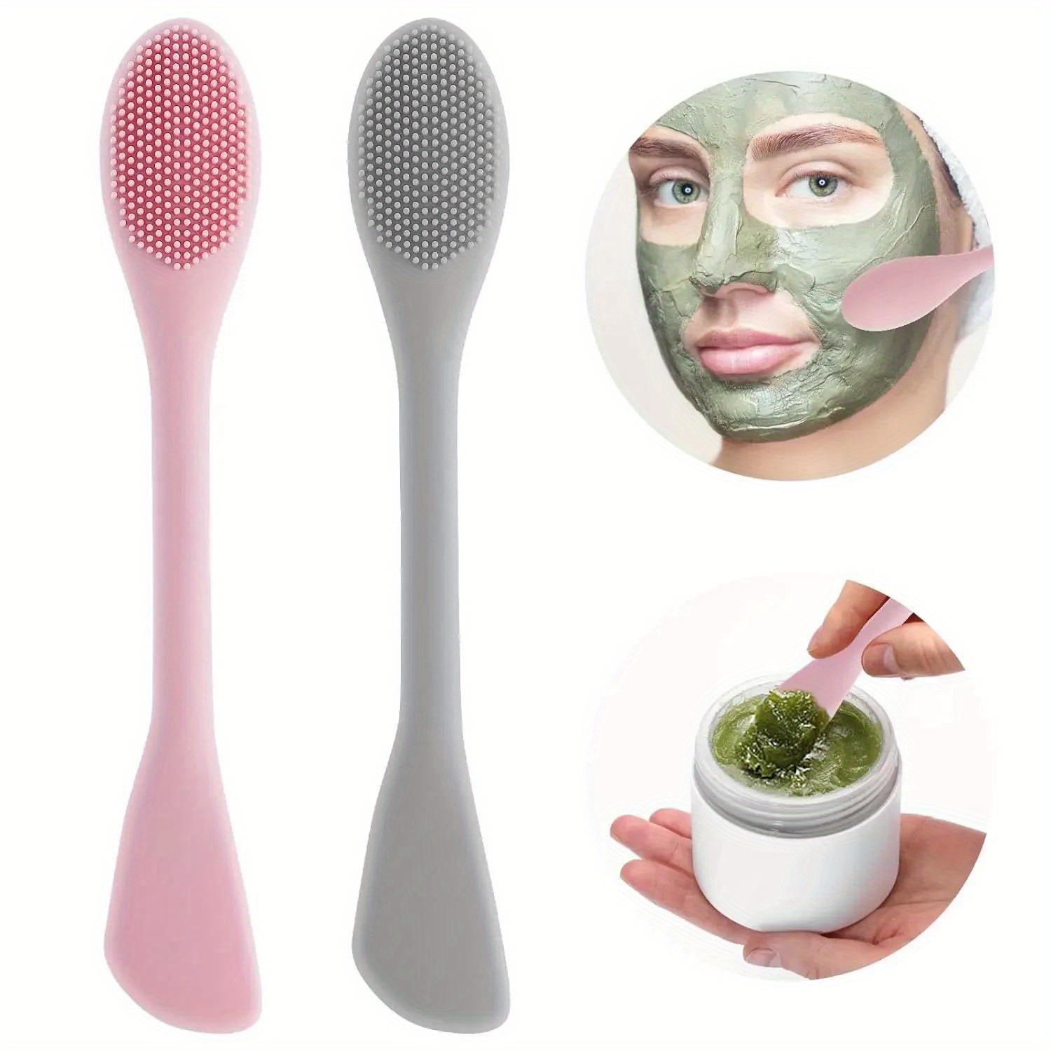 Silicone Face Scrubber Electric - Dubbele kop gezichtsmaskerborstel Siliconen applicator Lepel