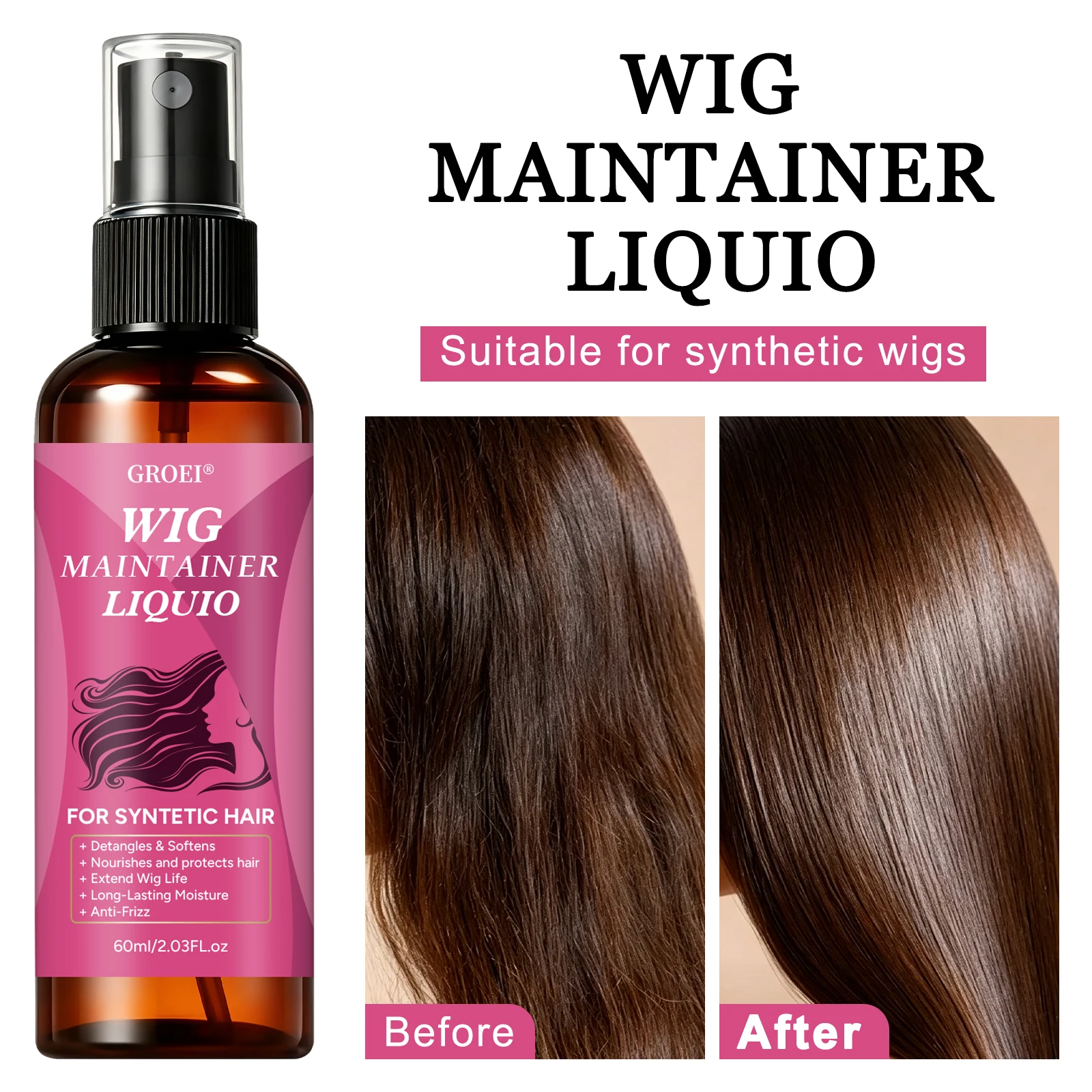 Hair Care - GROEI Anti-Frizz Haarverzorgingsspray 60ml, Ontklikkende Hydraterende