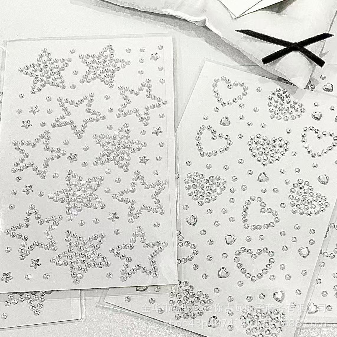 Nail Art - Zilveren Ster Hart Strass Stickers Platte